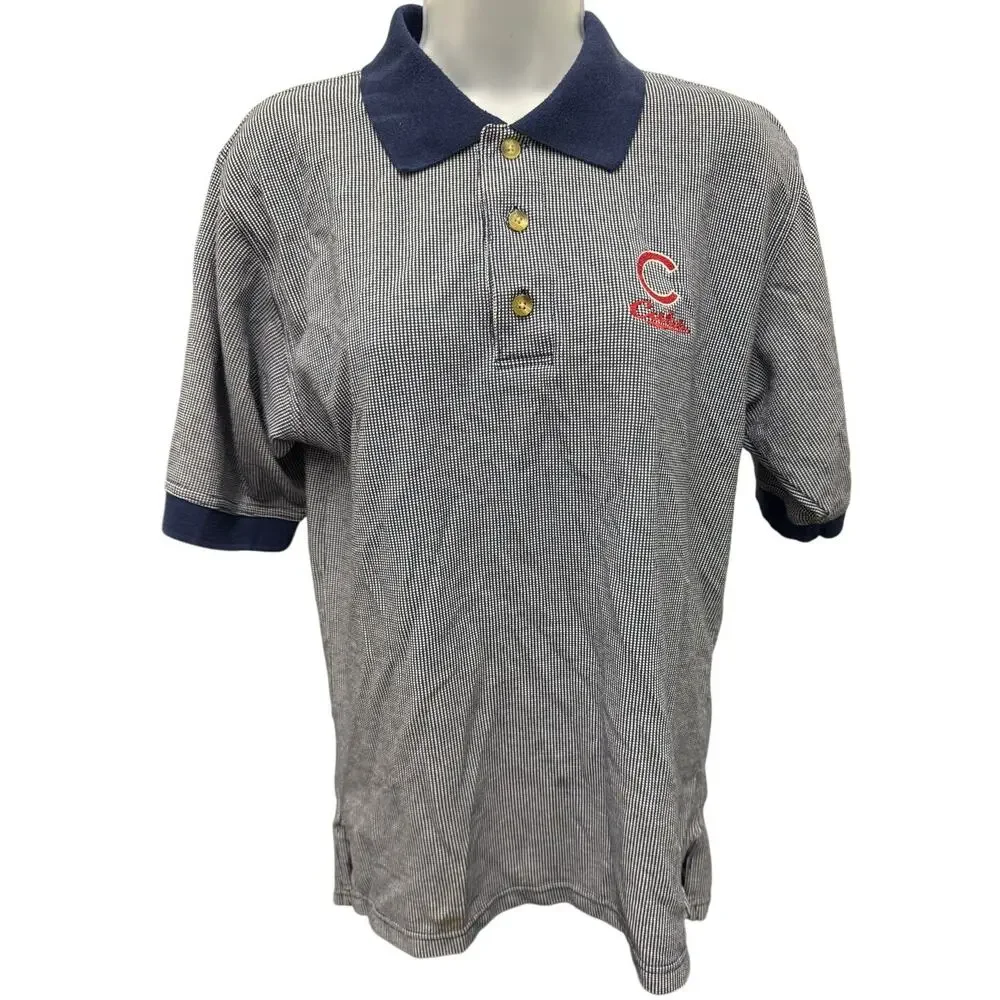 VTG 90's Lee Sport Shirt Mens M Blue Chicago Cubs MLB Baseball Polo Collared - Picture 2 of 4